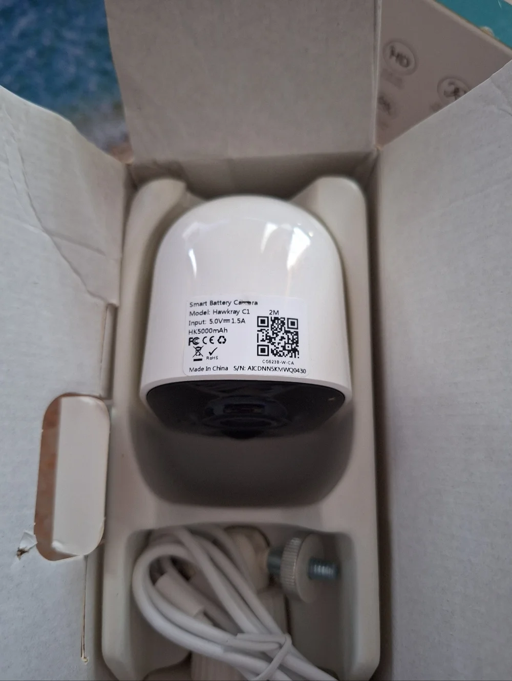 HAWKRAY Smart Battery Camera - White - Wireless Home Security - NWT